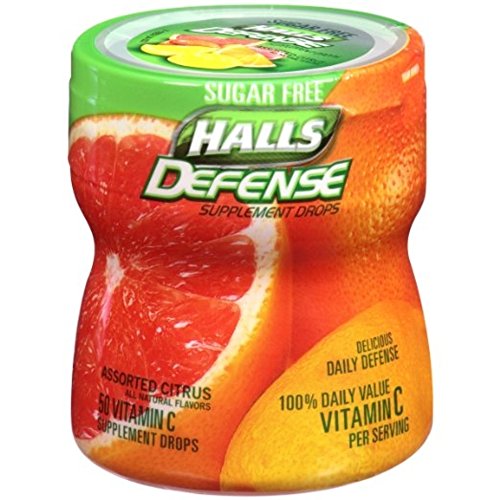 Halls Defense Supplement Drops, Assorted Citrus, 50-Drop Container (Pack of 4)