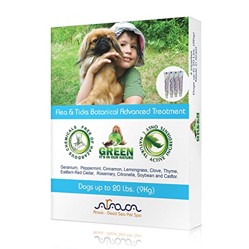 Arava Flea and Tick Control Drops Treatment for Dogs (up to 20 lbs.) - Natural, Aromatherapy Medicated. Repels Pests with Natural Oils - Safe on Skin and Coats - Enhanced Defense & Prevention