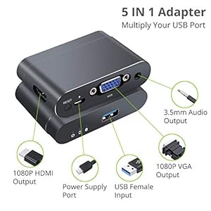 LiNKFOR Convertitore USB a VGA HDMI Dual Display con Funzione Bluetooth Adattatore USB C a HDMI VGA 3.5mm HD… - immagine 3