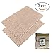 Sunnyglade 2 Pack Non Slip Bathroom Rug Mat Mats Soft Plush Chenille Toilet Rug (Light Tan, Coarse)