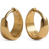 Sterling Silver Plated in 18K Yellow Gold Small Dainty Hoop Huggie Earrings Jewelry - Gift for Women- Gold Hoop Earrings- 925 Sterling Silver Earrings- Nickel Free, Hypoallergenic, Waterproof