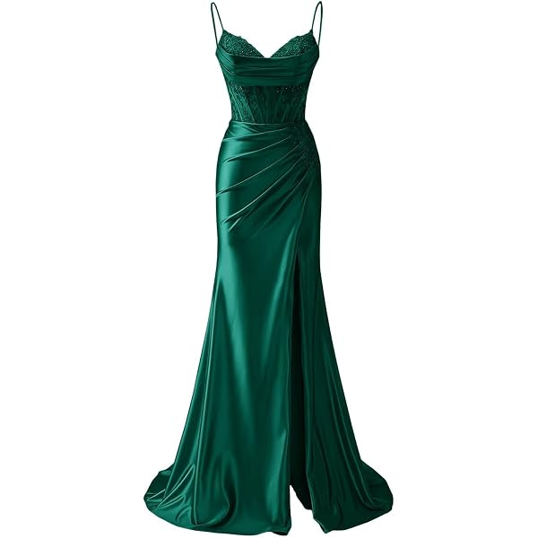 Amazon.com: CIDER Satin Dress Cowl Neck Maxi Dress Party Cocktail High  Waist Sleeveless Gown Green : Clothing, Shoes & Jewelry