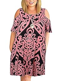 Vestido de manga corta para dama, con hombros descubiertos, con bolsillos