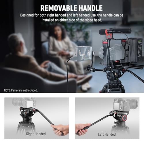 NEEWER 74" Video Tripod with Fluid Head & Damping Control, Aluminum Heavy Duty Camera Stand Professional with QR Plate for DSLR Camcorders for Video Recording, Cleaning Cloth, Max Load 17.6 lbs, TP74