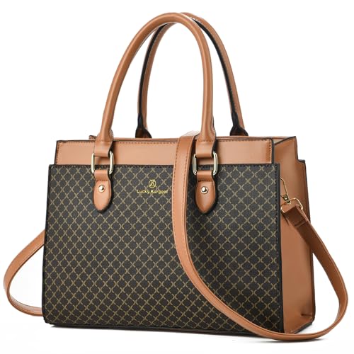 KURGOOL Handbags Purses for Women, Trendy Leather Dual-tone Tote Purse, Designer Handbag Shoulder Bag Top Handle Satchel Bags