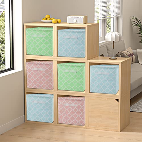 11x11x11 Cube Storage Bin Baskets, Collapsible Canvas Nursery Baskets with Handles, Cube Fabric Storage Boxes for Kids\' Toy, Laundry, Clothing, Books, 6 Pack, Multicolor