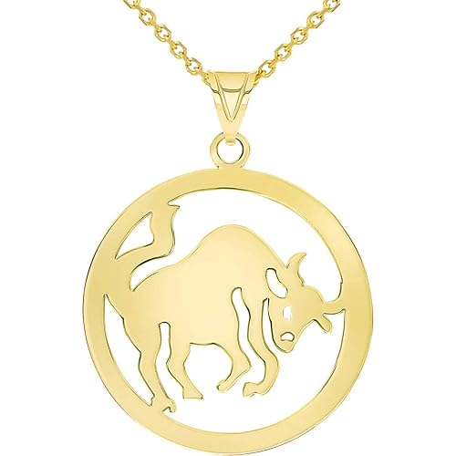 Solid 14k Yellow Gold Round Taurus Zodiac Sign #zodiac #sign #pendants #gold Solid 14k Yellow Gold Round Taurus Zodiac Sign