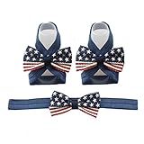 Miugle Baby Headbands,Baby Barefoot Sandals,4th of July Headbands,Baby Girl Hair Bows