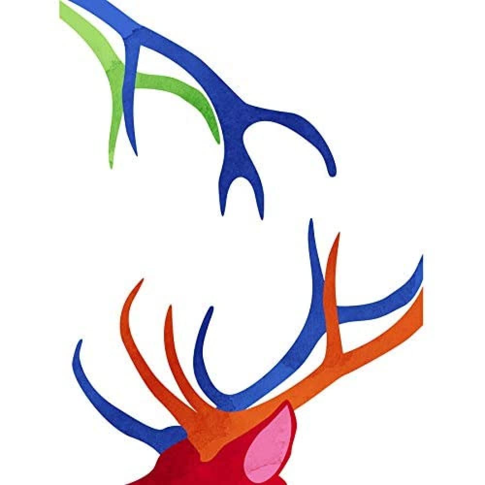 Wee Blue Coo Bright Colourful Scottish Wildlife Deer Antlers Canvas Print