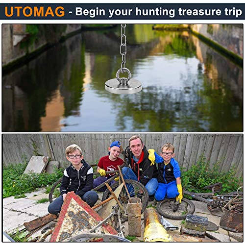 Fishing Magnets with Nylon Braided Rope x 100ft, Super Strong 330LBS(150KG) Pulling Force Rare Earth Neodymium Magnet for Magnet Fishing and Retrieving in River - Diameter 60mm(2.36'') (Y60+Rope)