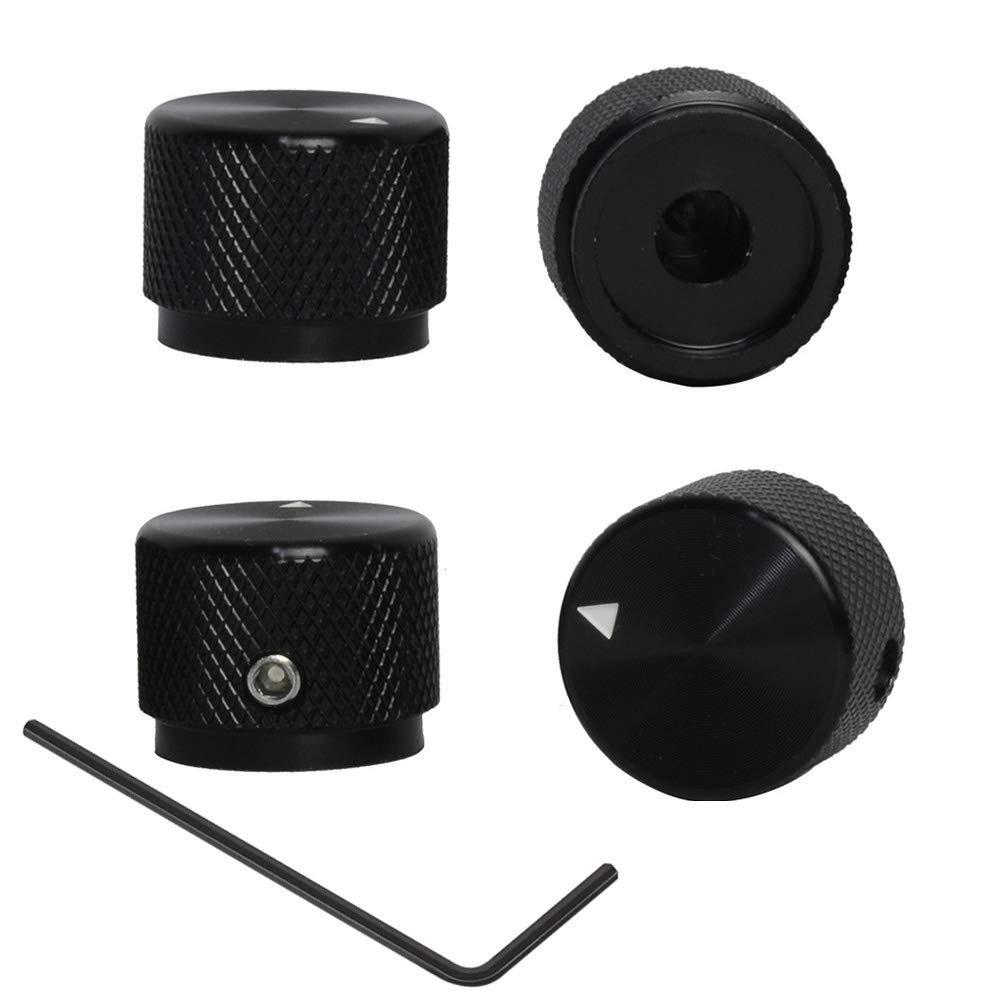 ACCOCO 4 Pcs Guitar Knobs Black Aluminum Alloy Potentiometer Volume Control Audio Electric Guitar Bass Screw Type 20x15.5mm with Allen Keys