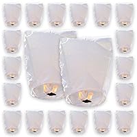 Just Artifacts 20pcs ECO Wire-Free Flying Chinese Sky Lanterns (Set of 20, Eclipse, White) - 100% Biodegradable, Environmentally Friendly Lanterns!