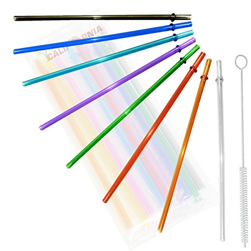 24oz, Rainbow Colored Replacement Acrylic Straw Set of 8 /With Cleaning Brush