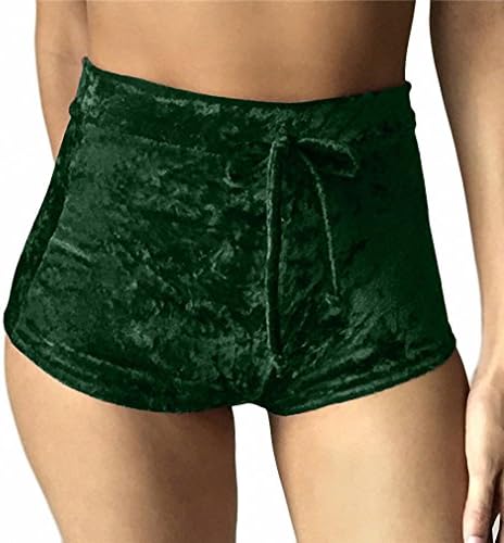 Women Velvet Drawstring Shorts Casual High Waist Autumn Winter Sexy Elegant Skinny Shorts 9 Colors S-XL 902G XL