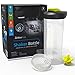BluePeak Protein Shaker Bottle 28 oz with Dual Mixing Technology, Strong Loop Top, BPA Free, Shaker Balls & Mixing Grids Included - On-The-Go Large Protein Shakers (2 Pack - Yellow & Black)