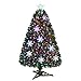 Goplus 3ft Pre-Lit Fiber Optic Christmas Tree for Tabletop, Small Mini Artificial Xmas Full Tree with Colorful Snowflake LED Lights, 85 Branch Tips, for Office Home Holiday Decor