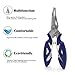 ROSE KULI Fishing Pliers Saltwater Multi-Tool Pliers Braid Cutters Stainless Steel Hook Remover, Blue