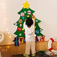 VEZARON 2019 Felt Christmas Tree, DIY Christmas Tree with Detachable Ornaments Wall Decor with Hanging Rope for Toddlers Kids Xmas Gifts Home Door Decoration (Multicolor, 39.4inch)