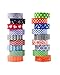 Washi Tape set 18 rolls by Tanpopo Art -Classic Collection | Geometric Patterned Tapes in Vibrant Bright Colors
