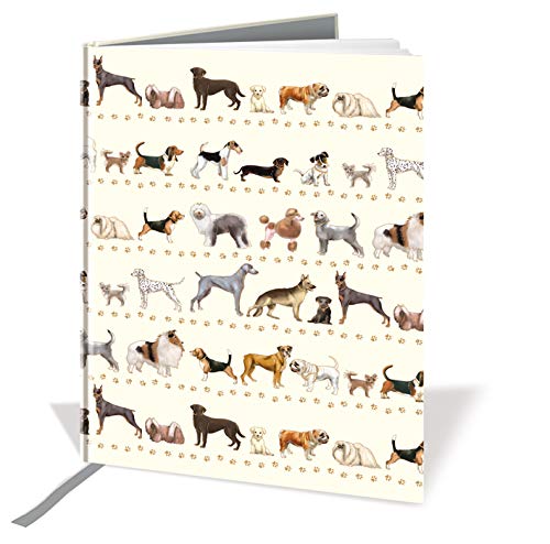Quire Collections A4 Casebound Notebook - Dogs Design - 120 Pages - Ruled & Silk Ribbon - Size - 297mm x 210mm