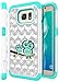 S7 Edge Case, Galaxy S7 Edge Case, Style4U Cute Owl Studded Rhinestone Crystal Bling Hybrid Armor Case Cover for Samsung Galaxy S7 Edge with 1 Style4U Stylus [White/Teal]