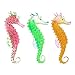 Aquarium Sea Horse Ornament, 3 pcs Glow Fish Tank Decorations with Thin Invisible Line Suction Cup, Safe Soft Silicone Material in Red Yellow Green