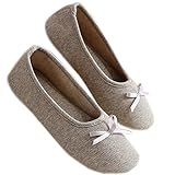 Barerun Women Elegant Cashmere Knitted Memory Foam Indoor Ballerina House Slippers/Shoes