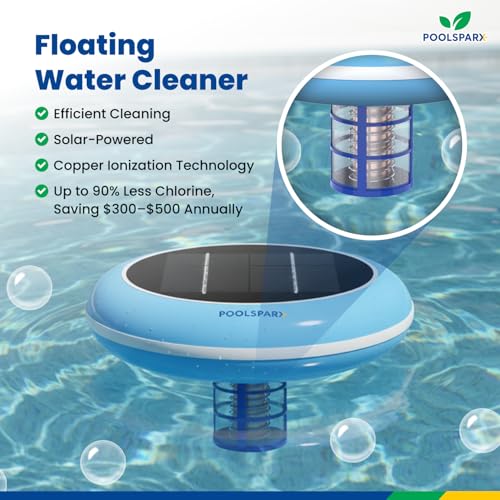 Solar Pool Ionizer – Copper Pool Ionizer for Above Ground & Inground Pools up to 45,000 Gallons – Solar Powered Pool Ionizer System with Extra Replacement Included