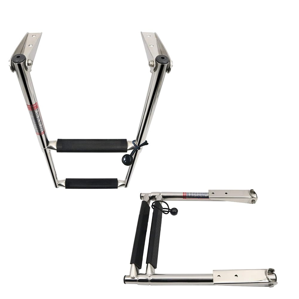 Photo 1 of Haida Telescoping 2 Step Boat Ladder Stainless Steel 2 Steps Ladder Portable Stepladder for Marine Boat Yacht Swimming Dock, Rated to 400 Pounds