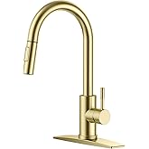 FORIOUS Gold Kitchen Faucet with Pull Down Sprayer, High Arc Modern Classic Sink Faucet Stainless Steel with Deck Fit for 1 or 3 Hole for Pot Filler Bar Farmhouse Laundry Rv, Brushed Champagne Golden