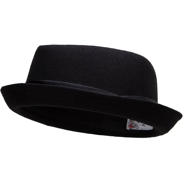 Wool Felt Upturn Brim Bowler Hat - Black OSFM at Amazon