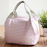 YJYdada Insulated Cold Canvas Stripe Picnic Carry Case Thermal Portable Lunch Bag (G)