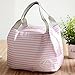 YJYdada Insulated Cold Canvas Stripe Picnic Carry Case Thermal Portable Lunch Bag (G)