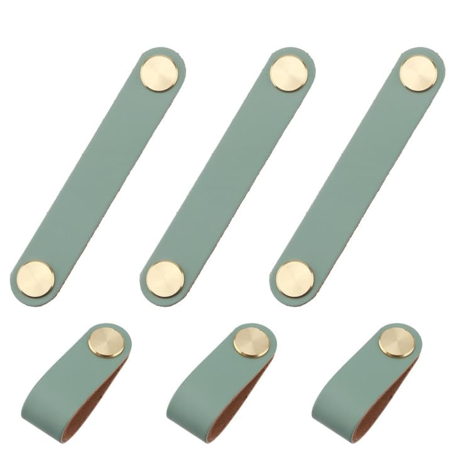 PUCSIQ Pack of 6 13.8 x 2.2 cm Leather Handles Furniture Leather Knob Cabinet Handle Knobs with Screws for Leather Handle for Furniture for Chest of Drawers Wardrobe Kitchen Cabinets