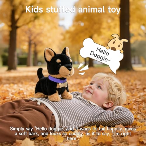 TUMAMA Electric Voice-Activated Control Toy Dog, Interactive Walking Barking Puppy Toy, Soft Fluffy Stuffed Dog, Perfect Festival Birthday Gift for Kids