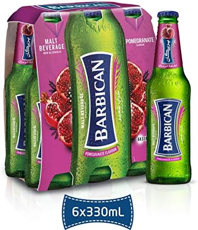 Barbican Pomegranate Flavor Malt Beverage " Non Alcoholic " Drink - Pack of 6 Glass Bottles 330ML !