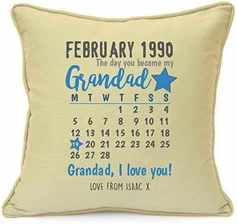 Personalised Presents Gifts For Grandad Grandpa Nanna Birthday Fathers Day Christmas Xmas Calendar Birth Date Cushion Cover 18 Inch 45 Cm Unusual Special Unique Idea Home Decor