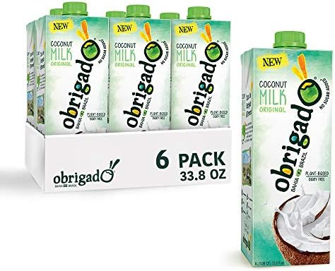 Obrigado Coconut Milk from Brazil โ Grown on Sustainable Farms, Never from Concentrate, No Added Sugar or Preservatives (6 Pack)