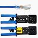 RJ45 Crimp Tool Ethernet Pass Thru Crimper with 5Pack 8Pin Replacement Blades and Cat6 Connectors 20Pcs for Cat5 Cat5e Cat6 RJ45 RJ12 Regular and Pass Through Ends Comes