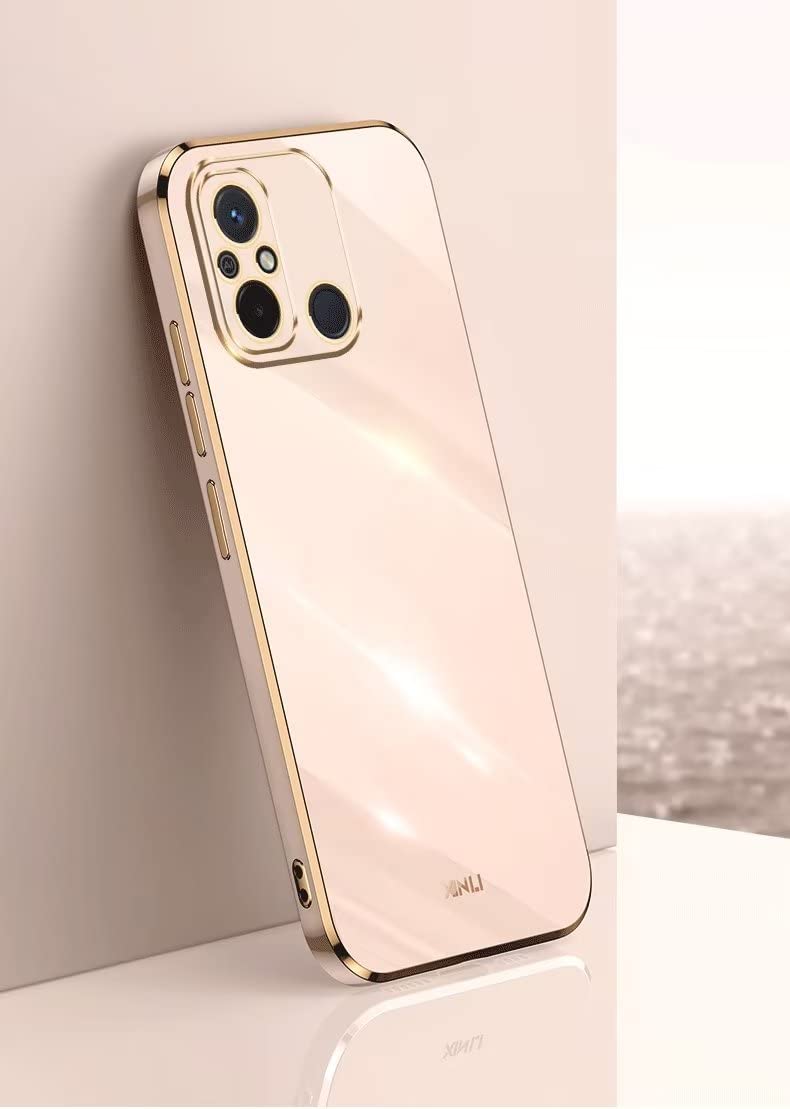 JIAFEI Case for Xiaomi Redmi 12C / Xiaomi Redmi 11A, Stylish Design Gold Edging TPU Silicone Colorful Shiny Telephone Sleeve Shell Cover Case, Pink — image 1