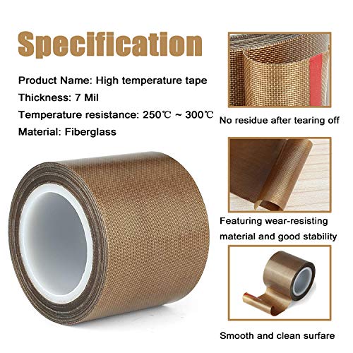 PTFE Fabric Tape，Teflon Tape for Vacuum Sealer Machine, Hand Impulse Sealers (3/4in X 30ft) Insulation Wear-resistant PTFE Coated Fiberglass Adhesive Tape Compatible with FoodSaver, Seal A Meal, Weston, CabellaSeal A Meal, Weston, Cabella - Thumbnail 3