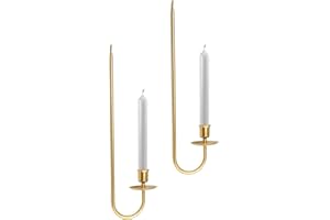 WHSLILR Metal Candle Sconces Holder - Modern Wall Decor Set of 2, Hanging Candle Holder for Fireplace, Hallway, Living Room, Farmhouse, Stairway, Gold