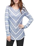 Allegra K Women Long Sleeves Striped Chevron Print Tunic Top Blue M