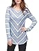 Allegra K Women's Long Sleeves Scoop Neck Striped Chevron Print Top L Blue