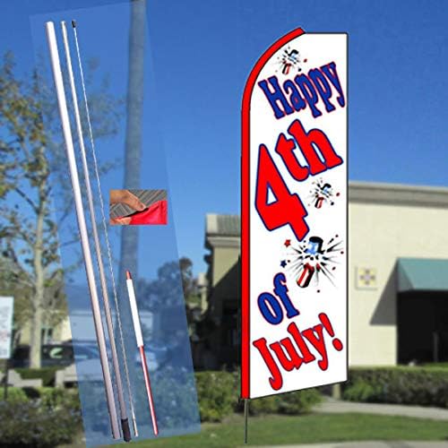 Amazon Com Happy 4th Of July White Flutter Feather Banner Flag