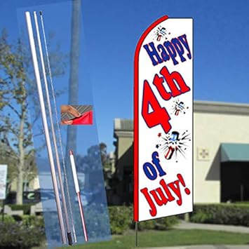 Amazon Com Happy 4th Of July White Flutter Feather Banner Flag