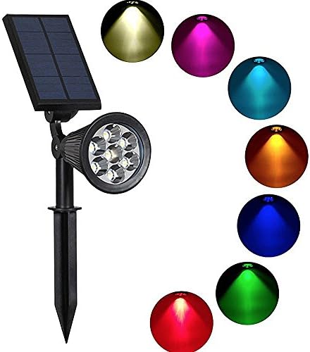 Solar Lights Outdoor Waterproof 7 LED Changing Color Solar Spotlight Adjustable Wall Light Landscape Light Bright &amp; Dark Sensing Auto On/Off Solar Garden Light for the Yard Patio Deck Stair Pool