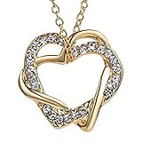 Double Heart Gold Plated Austrian Crystal Necklace | Perfect 