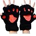 Women Bear Plush Cat Paw Claw Glove Soft Winter Gloves