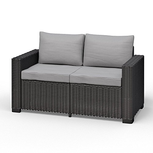 Koll Living 2-Sitzer San Diego in anthrazit, passend für Loungesets, Möbelsets und Gartenmöbel in offener Rattanoptik…